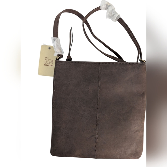 ESTALON Women's Genuine Leather Crossbody Bag With Adjustable Sling Strap - Picture 4 of 5